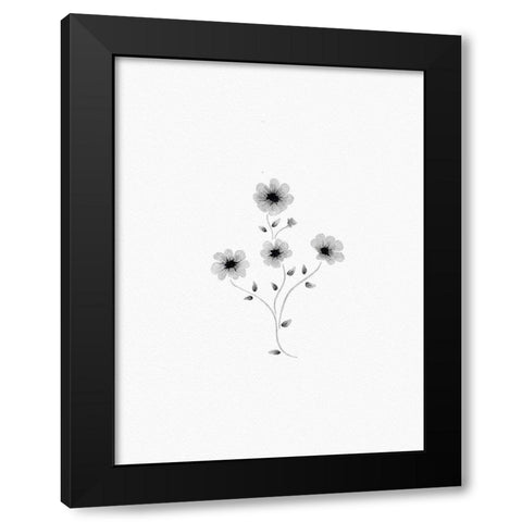 Light Grey Watercolor Florals Black Modern Wood Framed Art Print with Double Matting by Straatsma, Leah