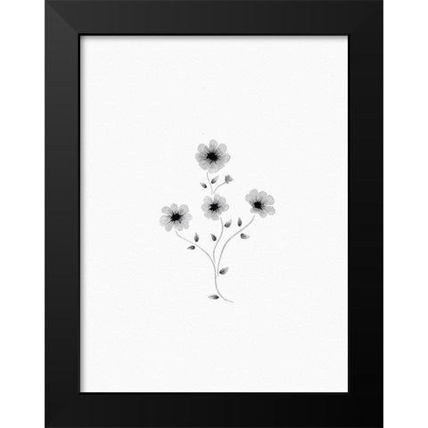 Light Grey Watercolor Florals Black Modern Wood Framed Art Print by Straatsma, Leah