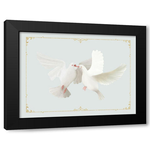 Christmas Doves Black Modern Wood Framed Art Print with Double Matting by Straatsma, Leah