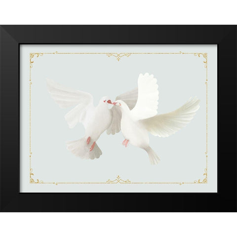 Christmas Doves Black Modern Wood Framed Art Print by Straatsma, Leah