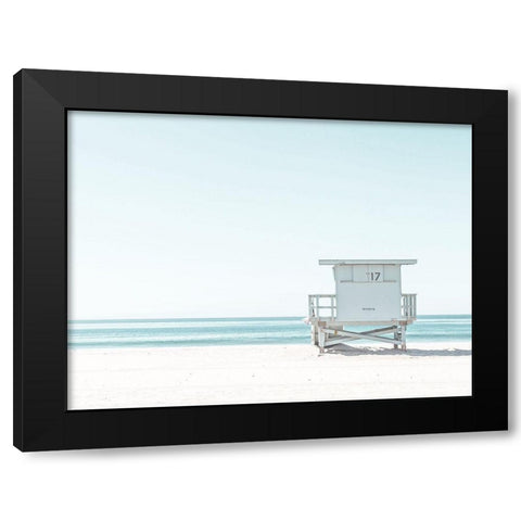 Beach Hut Black Modern Wood Framed Art Print by Straatsma, Leah