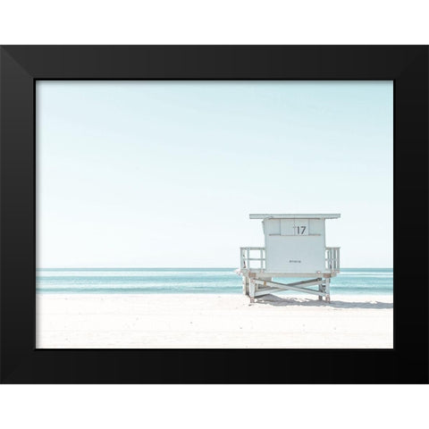 Beach Hut Black Modern Wood Framed Art Print by Straatsma, Leah