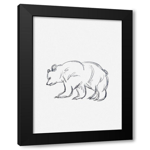 Cabin Minimal Bear Sketch Black Modern Wood Framed Art Print with Double Matting by Straatsma, Leah