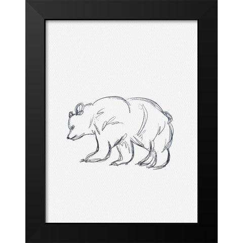 Cabin Minimal Bear Sketch Black Modern Wood Framed Art Print by Straatsma, Leah