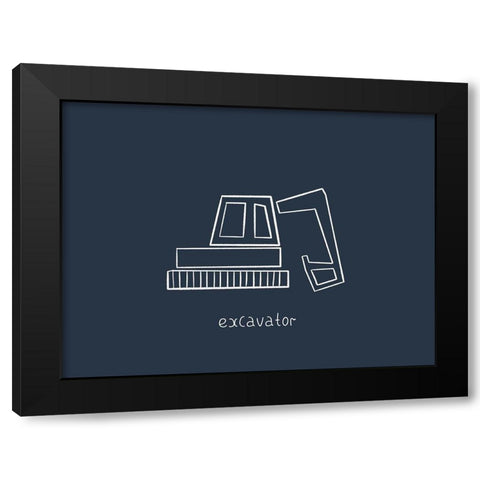 Excavator Navy Black Modern Wood Framed Art Print by Straatsma, Leah