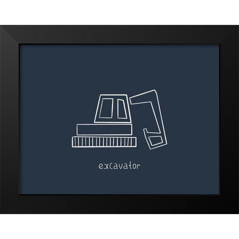 Excavator Navy Black Modern Wood Framed Art Print by Straatsma, Leah