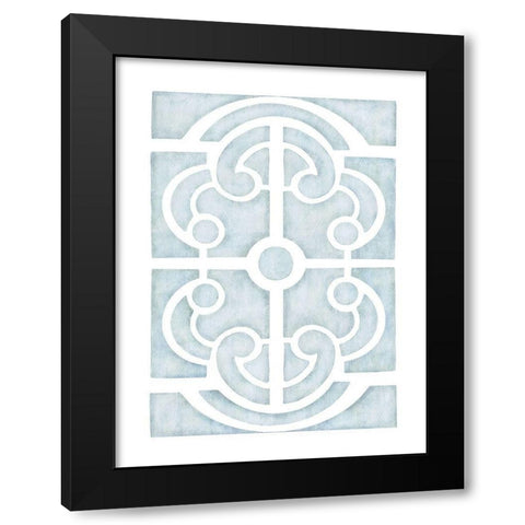 Blue Parterre Black Modern Wood Framed Art Print with Double Matting by Straatsma, Leah