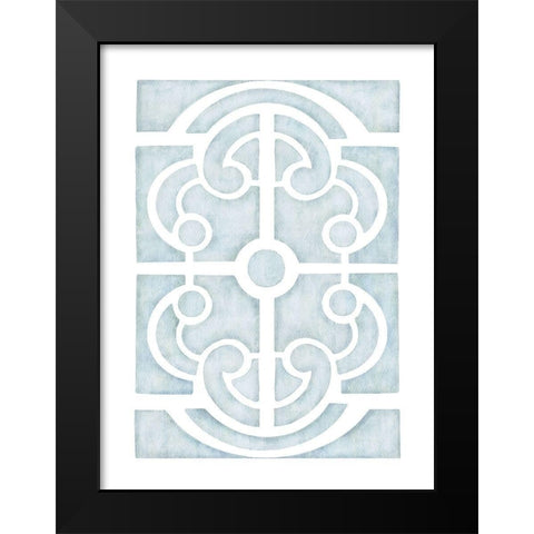 Blue Parterre Black Modern Wood Framed Art Print by Straatsma, Leah