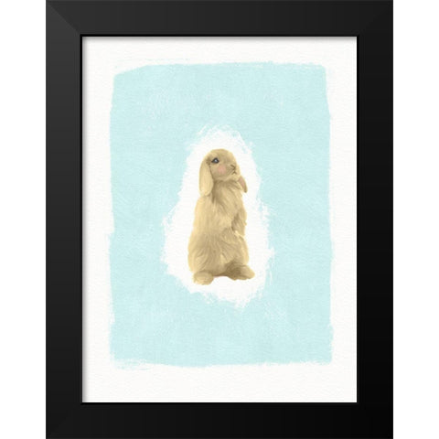 Fluffy Bunny Black Modern Wood Framed Art Print by Straatsma, Leah