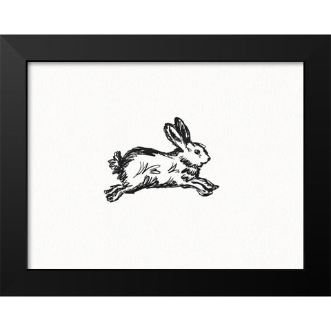 Fluffy Baby Hare Black Modern Wood Framed Art Print by Straatsma, Leah