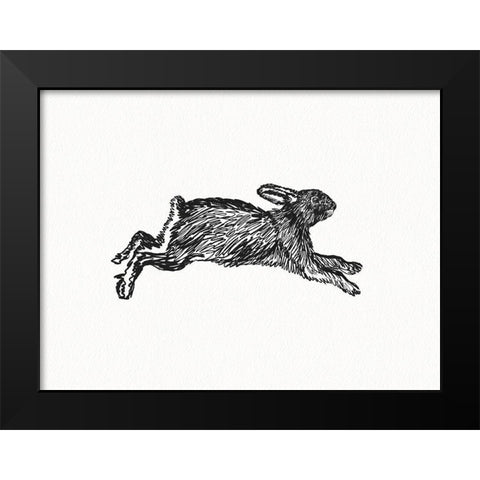 Inky Hare Black Modern Wood Framed Art Print by Straatsma, Leah