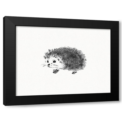 Hedgehog Black Modern Wood Framed Art Print with Double Matting by Straatsma, Leah