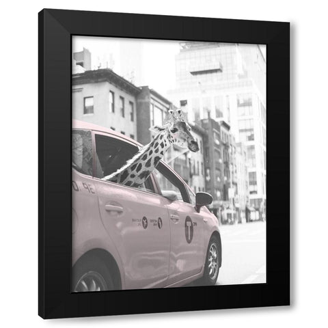 Giraffe in NYC Black Modern Wood Framed Art Print with Double Matting by Straatsma, Leah