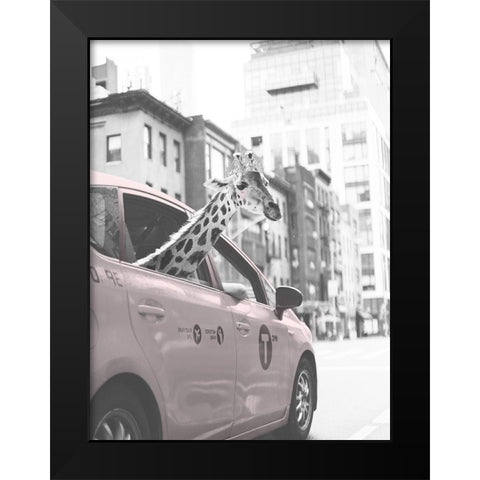 Giraffe in NYC Black Modern Wood Framed Art Print by Straatsma, Leah