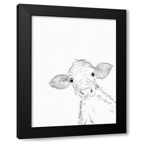 Hello Cow Black Modern Wood Framed Art Print with Double Matting by Straatsma, Leah