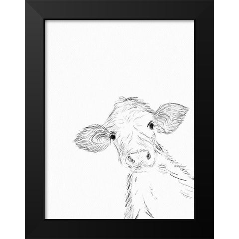 Hello Cow Black Modern Wood Framed Art Print by Straatsma, Leah