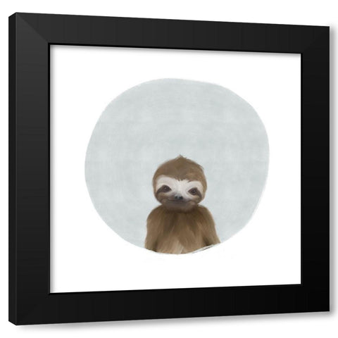 Baby Sloth Gray Black Modern Wood Framed Art Print with Double Matting by Straatsma, Leah