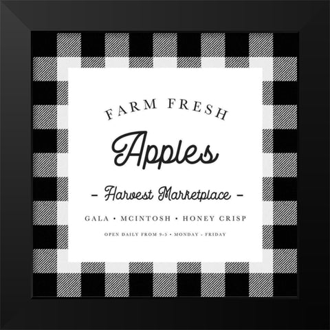 Farm Fresh Apples Buffalo Check Black Modern Wood Framed Art Print by Straatsma, Leah
