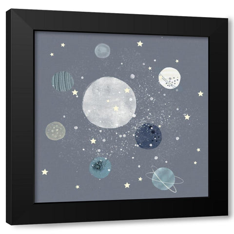 Space Planets Black Modern Wood Framed Art Print by Straatsma, Leah