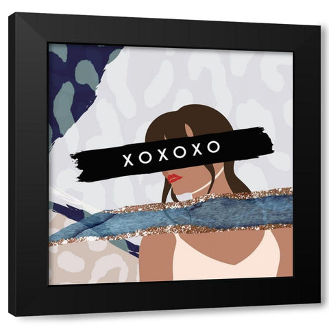 XOXOXO Black Modern Wood Framed Art Print by Straatsma, Leah