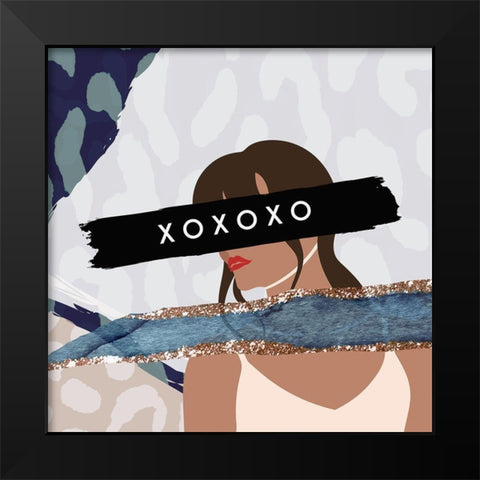 XOXOXO Black Modern Wood Framed Art Print by Straatsma, Leah