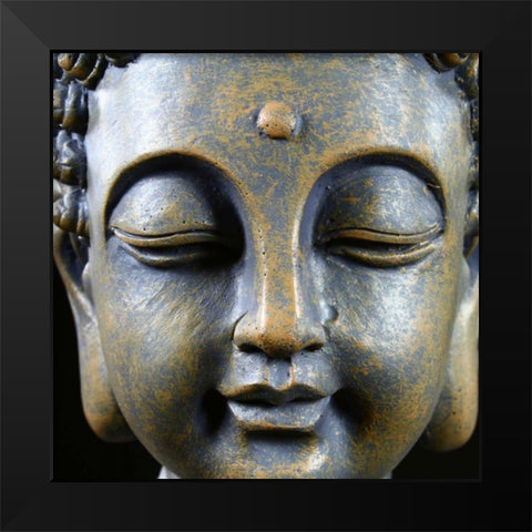 Buddha Smile Black Modern Wood Framed Art Print by KUMA
