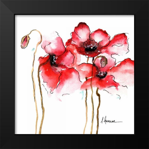 Amapola Roja 1 Black Modern Wood Framed Art Print by May