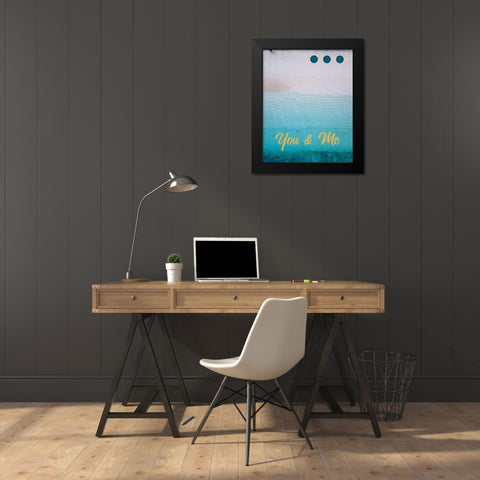 By the Sea Saffron Teal 1 Black Modern Wood Framed Art Print by Hogan, Melody