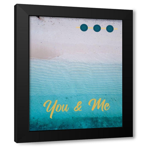 By the Sea Saffron Teal 1 Black Modern Wood Framed Art Print with Double Matting by Hogan, Melody