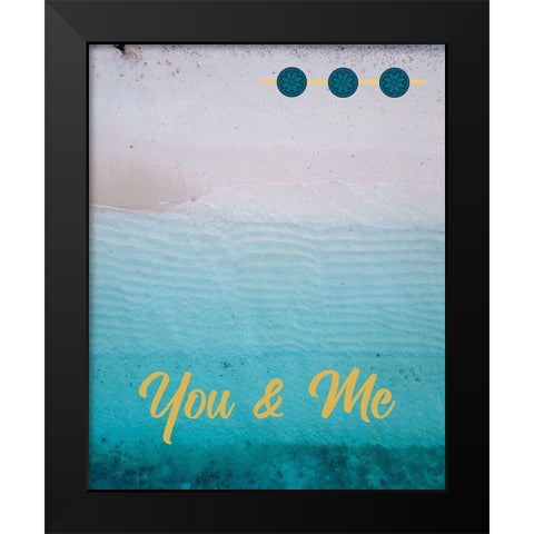 By the Sea Saffron Teal 1 Black Modern Wood Framed Art Print by Hogan, Melody