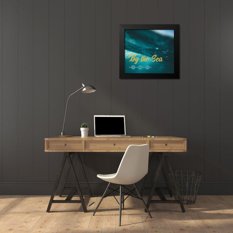 By the Sea Saffron Teal 3 Black Modern Wood Framed Art Print by Hogan, Melody