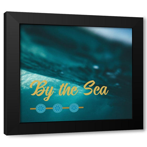 By the Sea Saffron Teal 3 Black Modern Wood Framed Art Print by Hogan, Melody