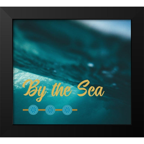 By the Sea Saffron Teal 3 Black Modern Wood Framed Art Print by Hogan, Melody