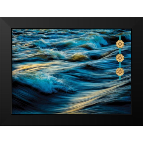 By the Sea Saffron Teal 4 Black Modern Wood Framed Art Print by Hogan, Melody