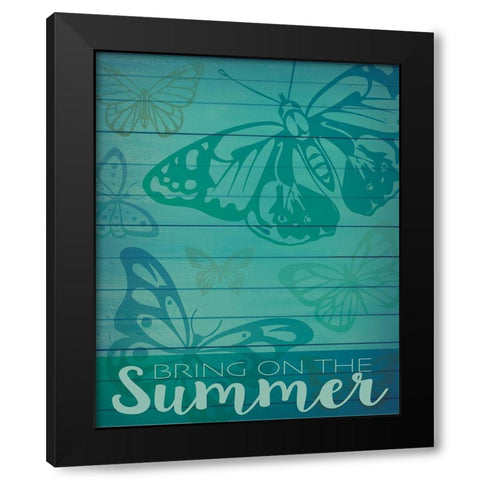Welcome Summer Flag 2 Black Modern Wood Framed Art Print with Double Matting by Hogan, Melody