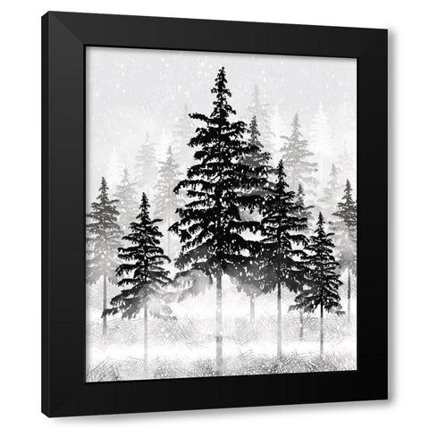 Misty Pines 1 Black Modern Wood Framed Art Print by Hogan, Melody