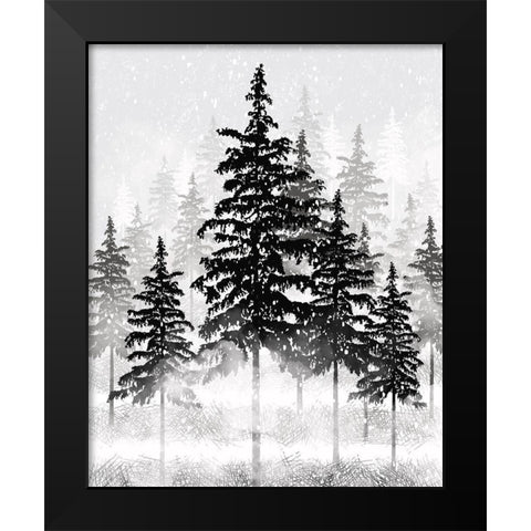 Misty Pines 1 Black Modern Wood Framed Art Print by Hogan, Melody