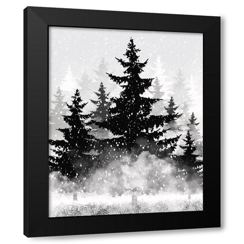 Misty Pines 2 Black Modern Wood Framed Art Print with Double Matting by Hogan, Melody