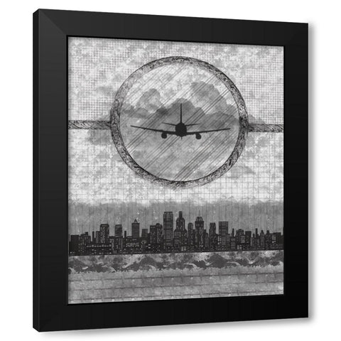 Skyline Airline 1 Black Modern Wood Framed Art Print with Double Matting by Hogan, Melody