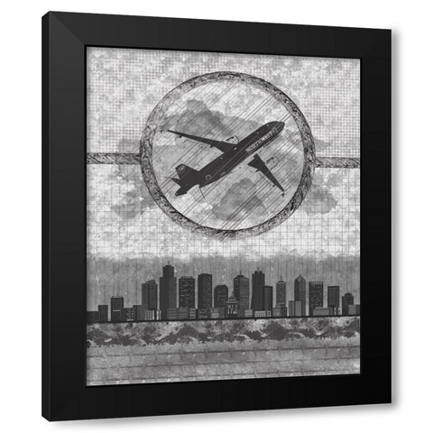 Skyline Airline 2 Black Modern Wood Framed Art Print with Double Matting by Hogan, Melody