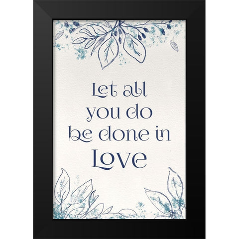 Blue Botanical Blessings 1 Black Modern Wood Framed Art Print by Hogan, Melody