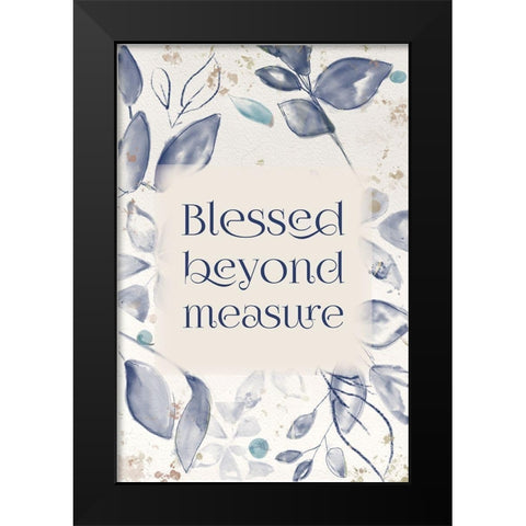 Blue Botanical Blessings 2 Black Modern Wood Framed Art Print by Hogan, Melody