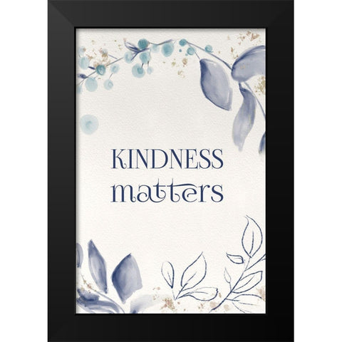 Blue Botanical Blessings 3 Black Modern Wood Framed Art Print by Hogan, Melody