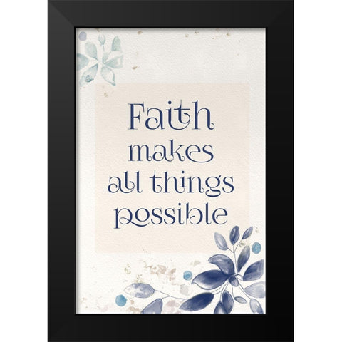 Blue Botanical Blessings 4 Black Modern Wood Framed Art Print by Hogan, Melody