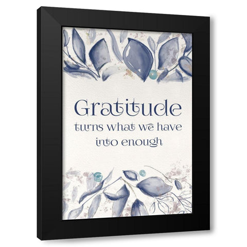 Blue Botanical Blessings 5 Black Modern Wood Framed Art Print by Hogan, Melody