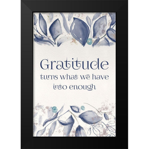 Blue Botanical Blessings 5 Black Modern Wood Framed Art Print by Hogan, Melody