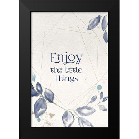 Blue Botanical Blessings 6 Black Modern Wood Framed Art Print by Hogan, Melody