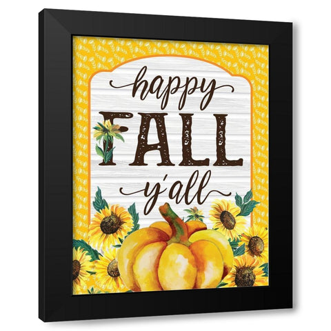 Happy Fall Yall Black Modern Wood Framed Art Print with Double Matting by Hogan, Melody