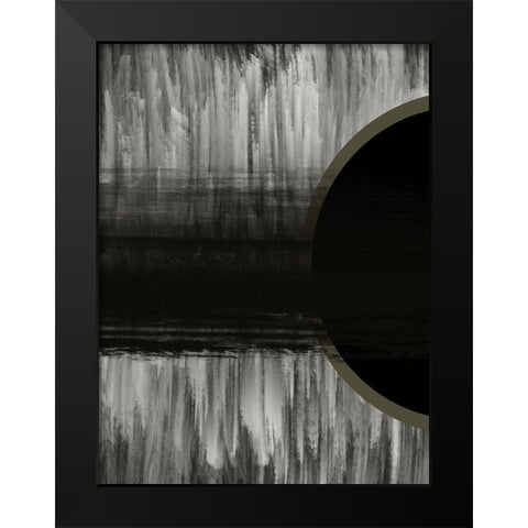 Neutral Abstract Black Black Modern Wood Framed Art Print by Hogan, Melody
