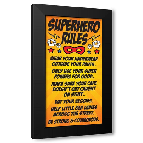 Superhero Rules Black Modern Wood Framed Art Print with Double Matting by Hogan, Melody